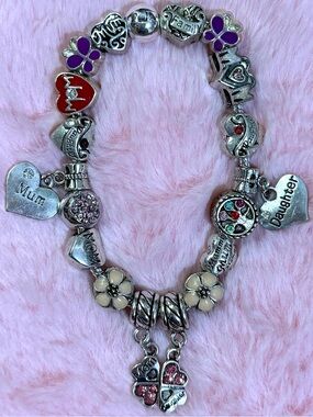 Mom Daughter Charm Bracelet 20 Cm